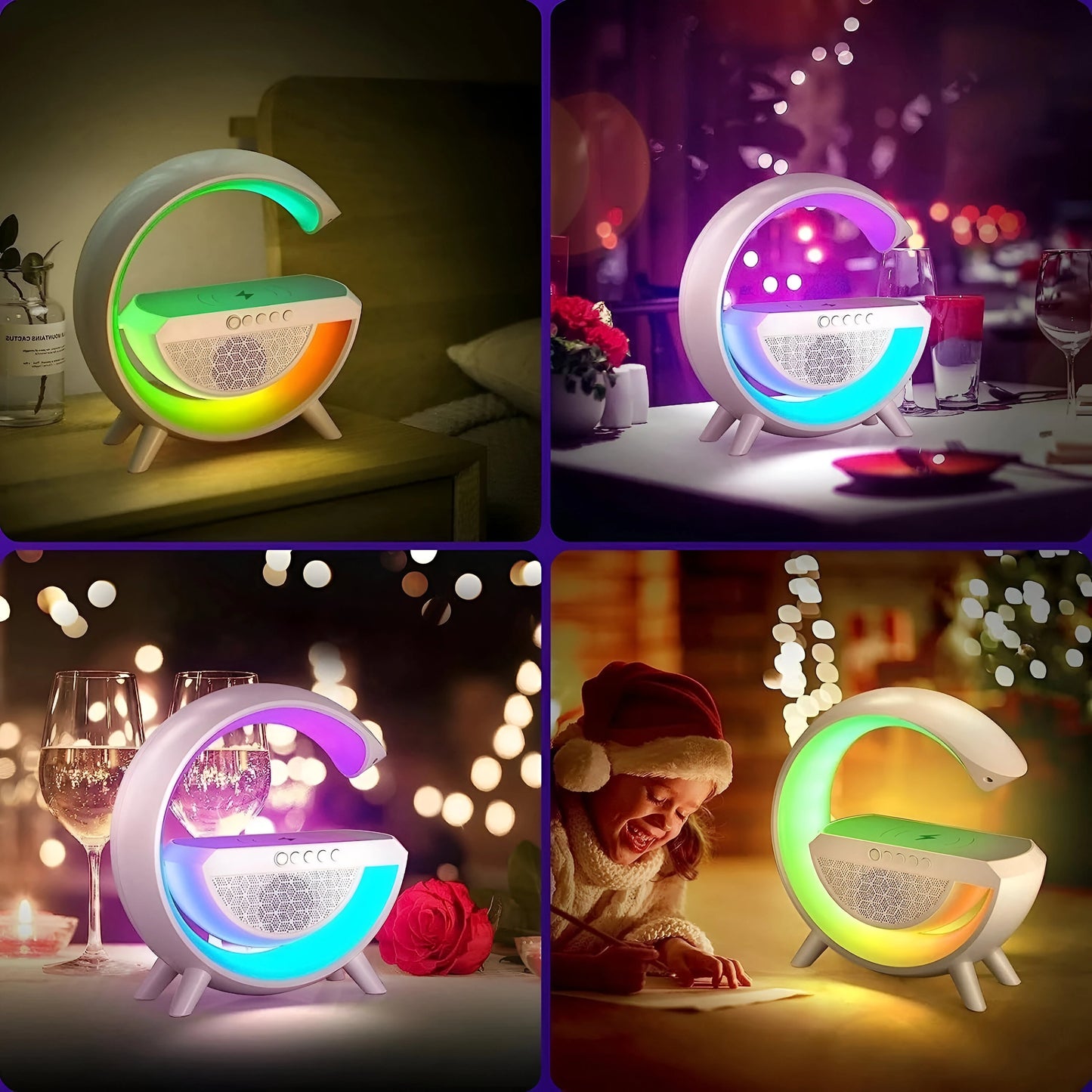 LumoG 3-in-1 G-Shaped Wireless Lamp with Speaker & Charge | All-in-One Desk Magic