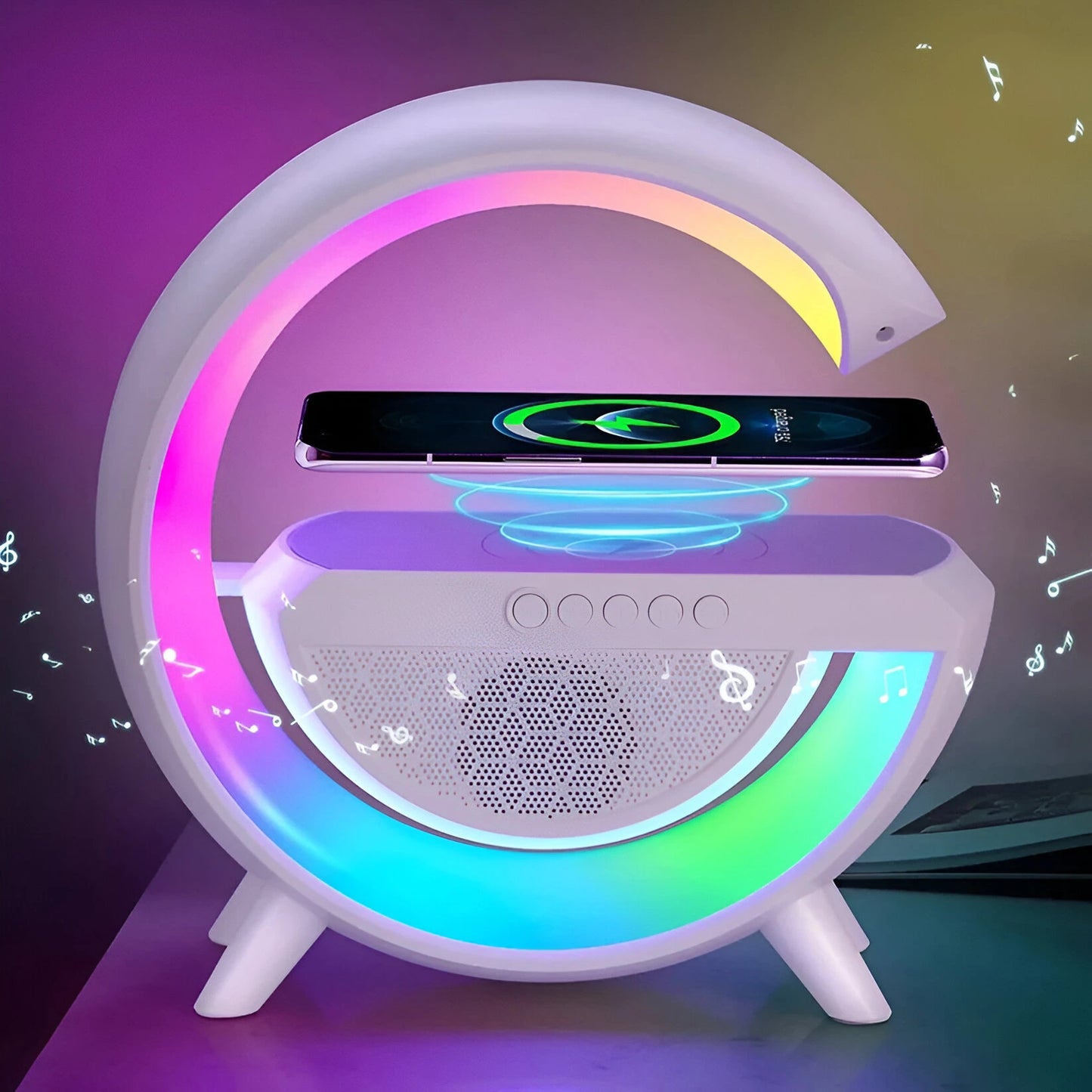 LumoG 3-in-1 G-Shaped Wireless Lamp with Speaker & Charge | All-in-One Desk Magic