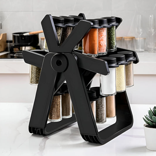360° Rotating Spice Rack – 18 Jars Set | Improves cooking efficiency